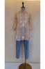 Beige Muslin Chikankari Short Top