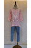 Peach Muslin Chikankari Short Top