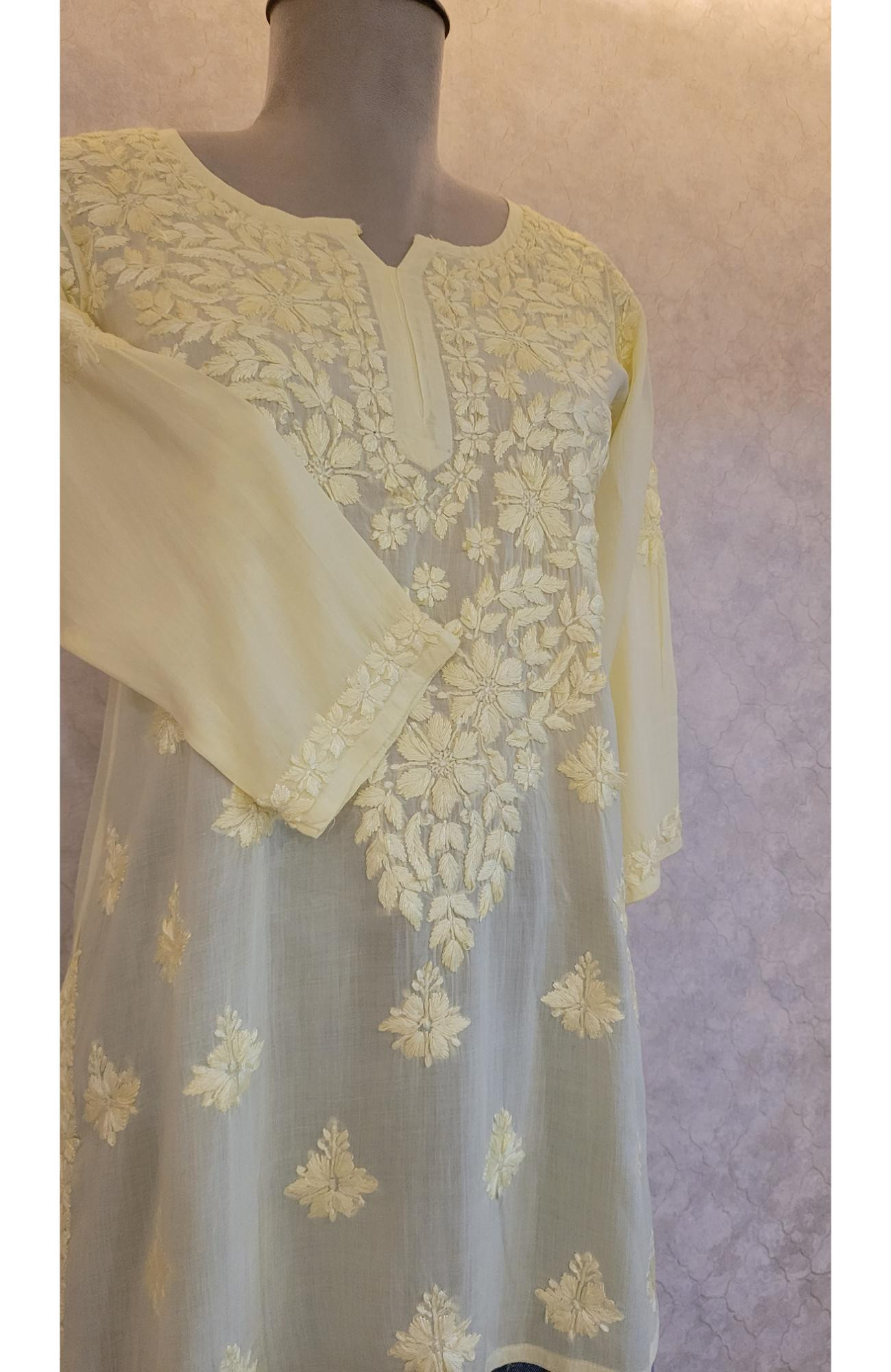 Lemon Yellow Modal Chikankari Short Top