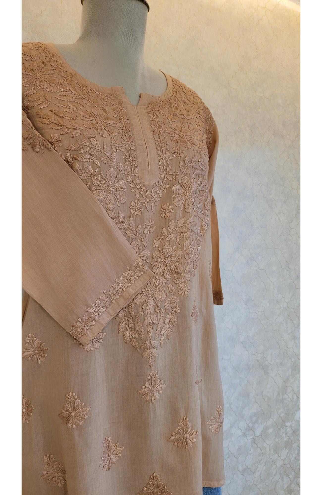 Brown Modal Chikankari Short Top