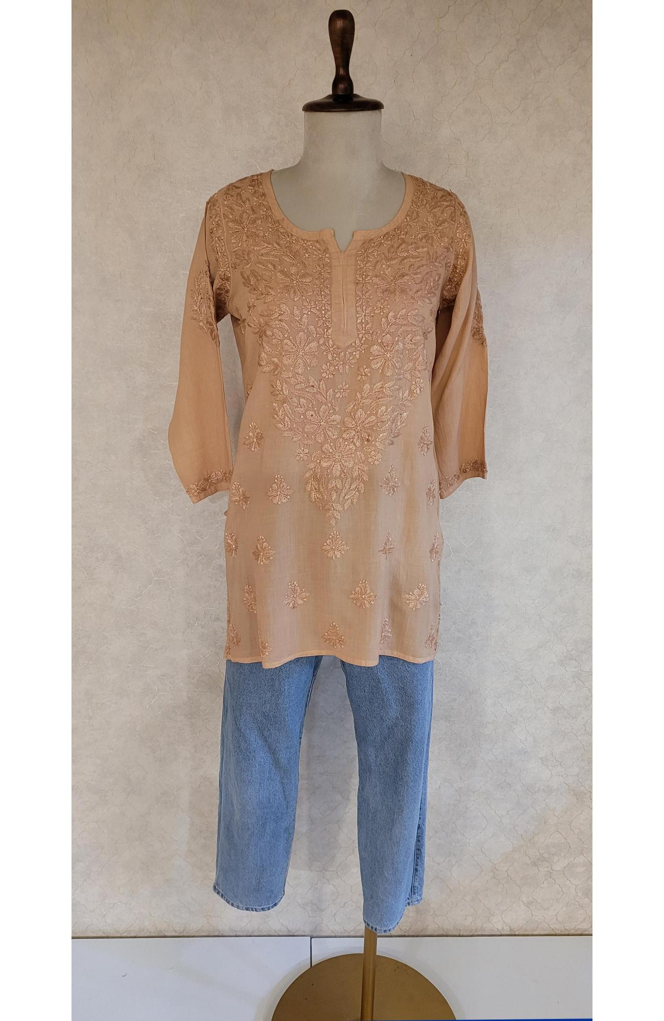 Brown Modal Chikankari Short Top