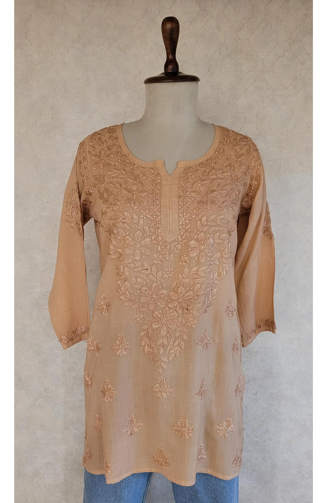 Brown Modal Chikankari Short Top