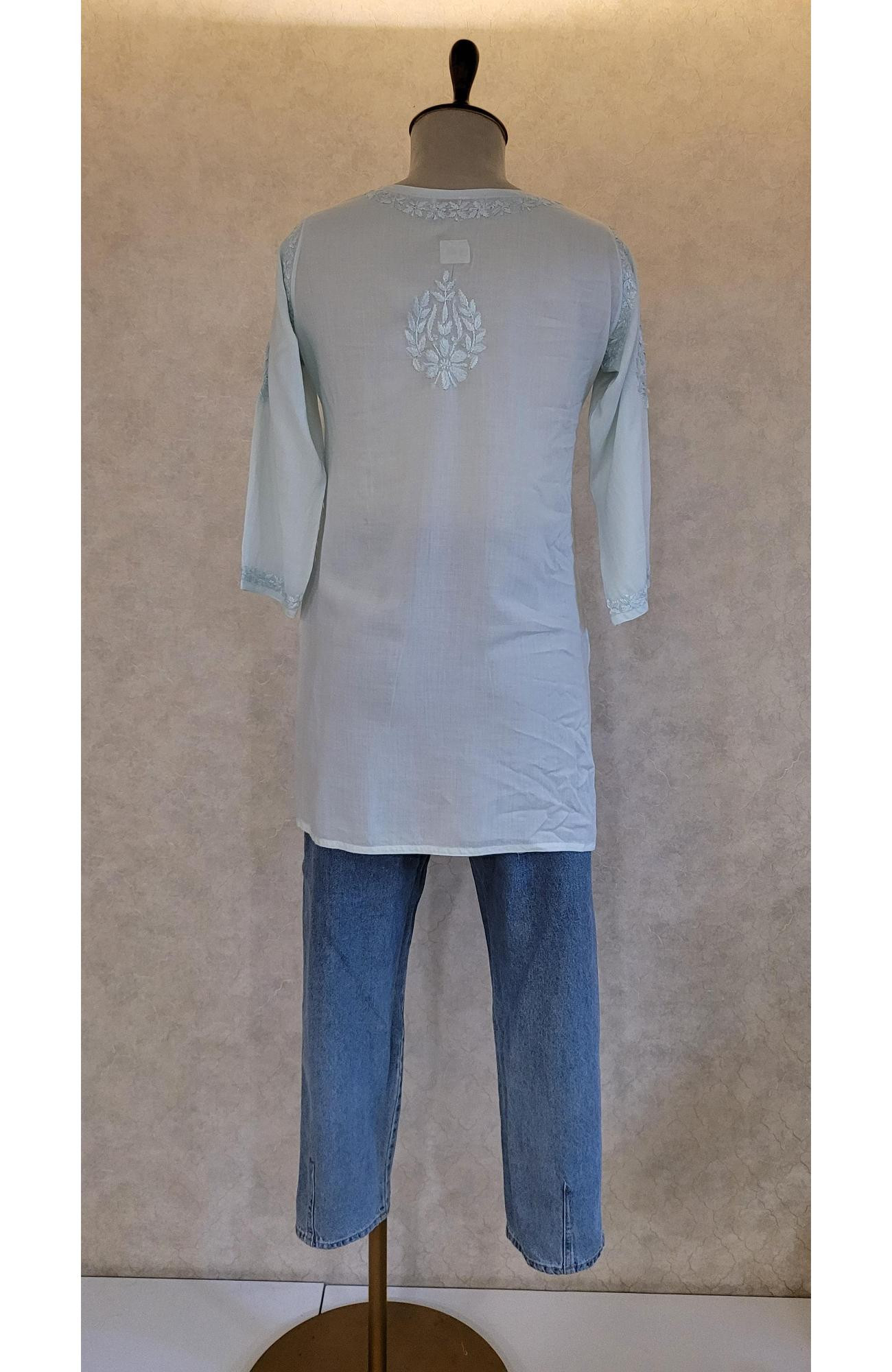 Sea Green Modal Chikankari Short Top
