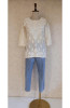 Off White Chanderi Chikankari Short Top
