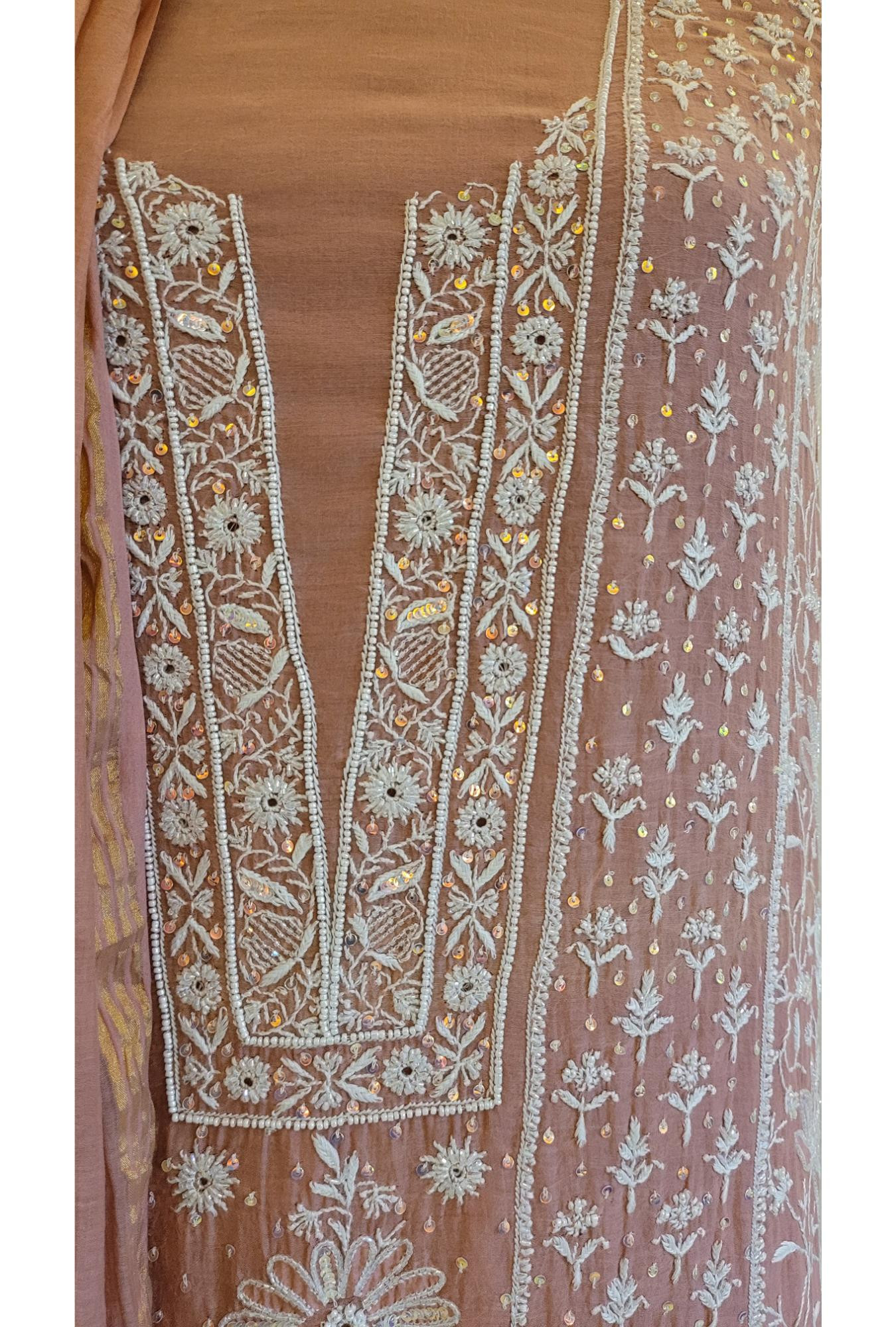 Onion Pink Colour Mul Chanderi Kurta Dupatta Set