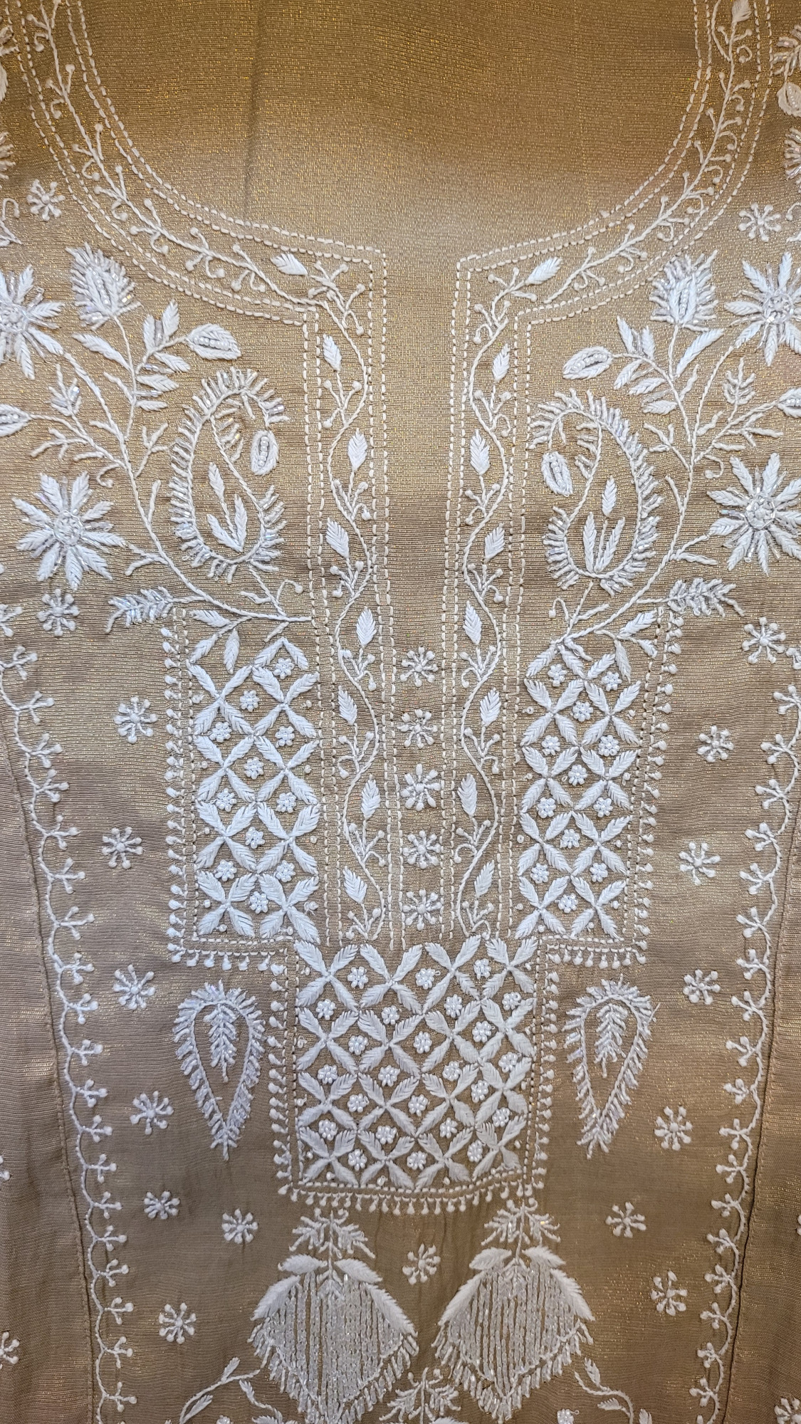 Light Brown Chanderi Tissue Kurta Set