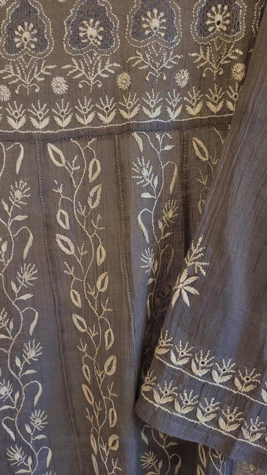 Dark Grey Chanderi Tissue Kurta Set