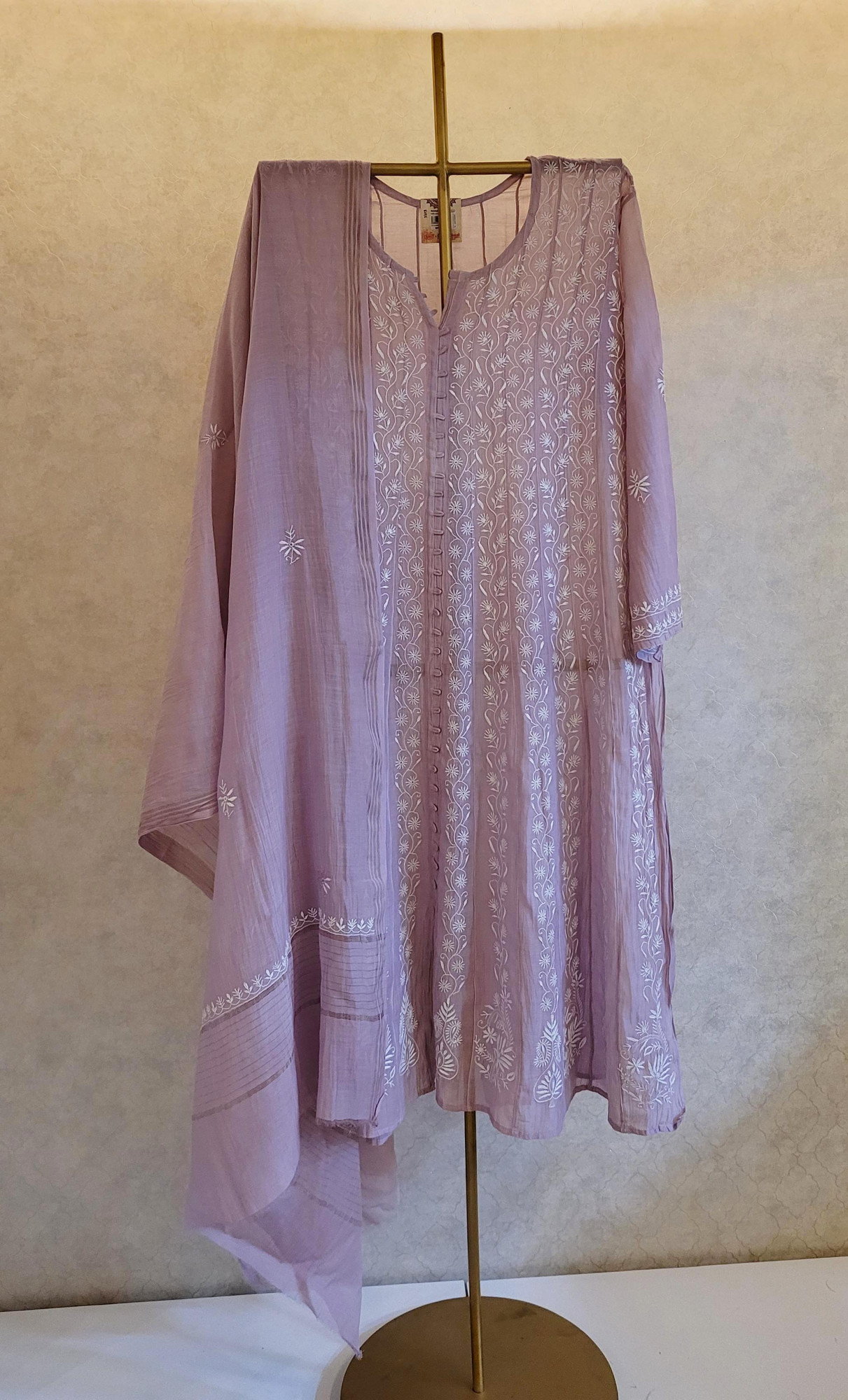 Onion Pink Mul Chanderi Kurta Dupatta Set