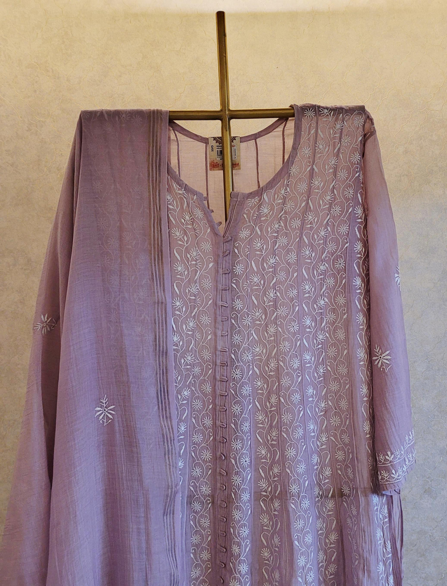 Onion Pink Mul Chanderi Kurta Dupatta Set