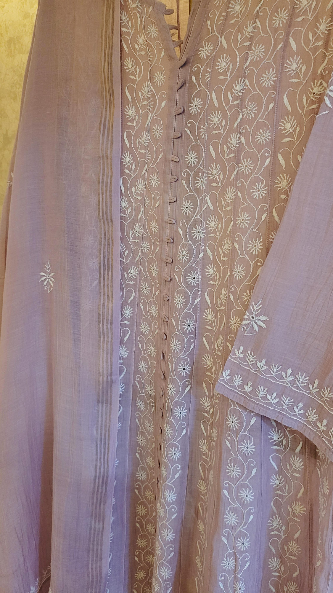 Onion Pink Mul Chanderi Kurta Dupatta Set