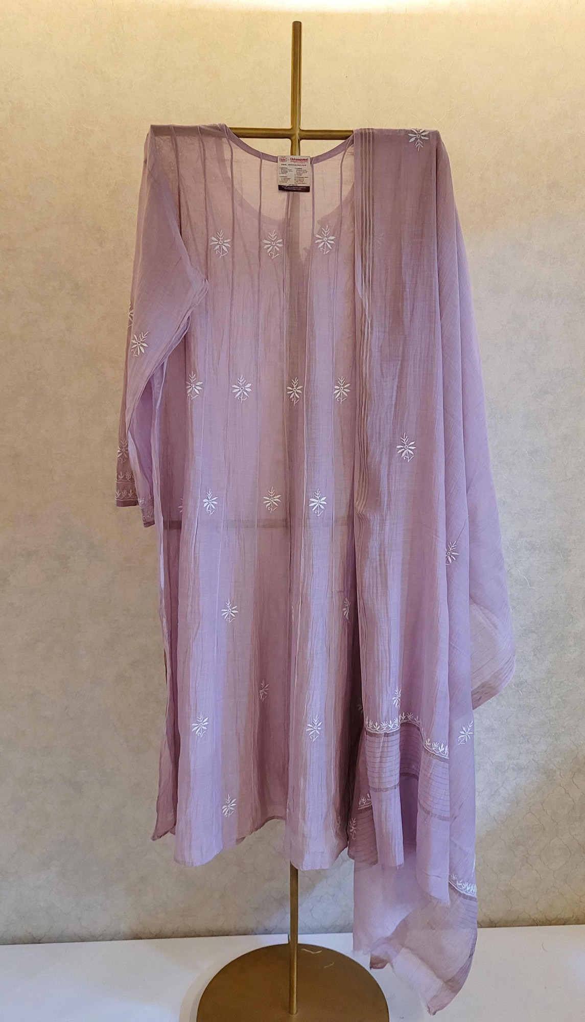 Onion Pink Mul Chanderi Kurta Dupatta Set