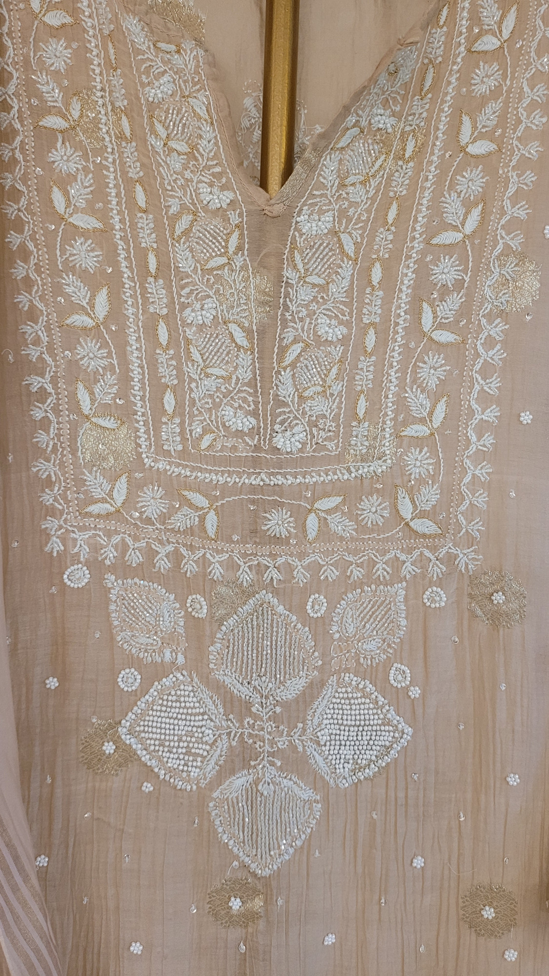 Peach Mul Chanderi Kurta Dupatta Set