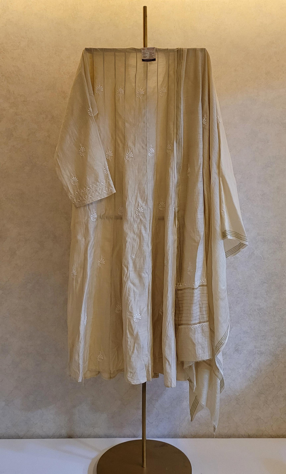 Beige Moonga Silk Kurta Dupatta Set
