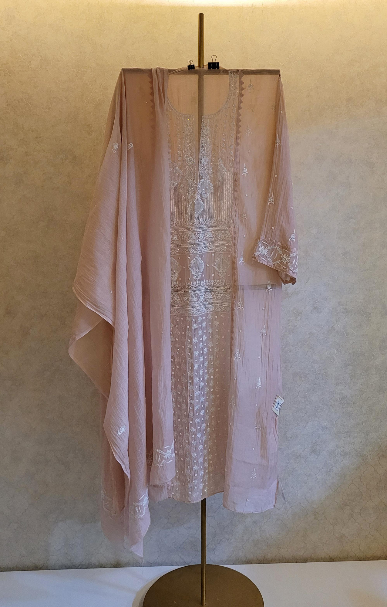 Blush Pink Mul Chanderi Kurta Dupatta Set