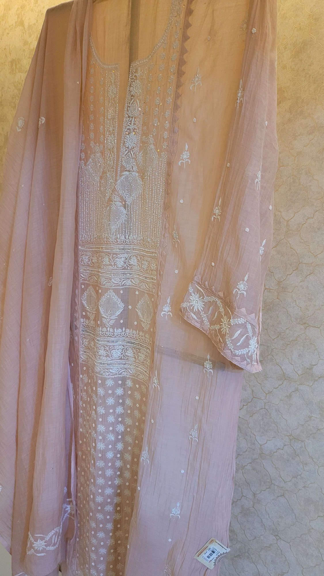Blush Pink Mul Chanderi Kurta Dupatta Set