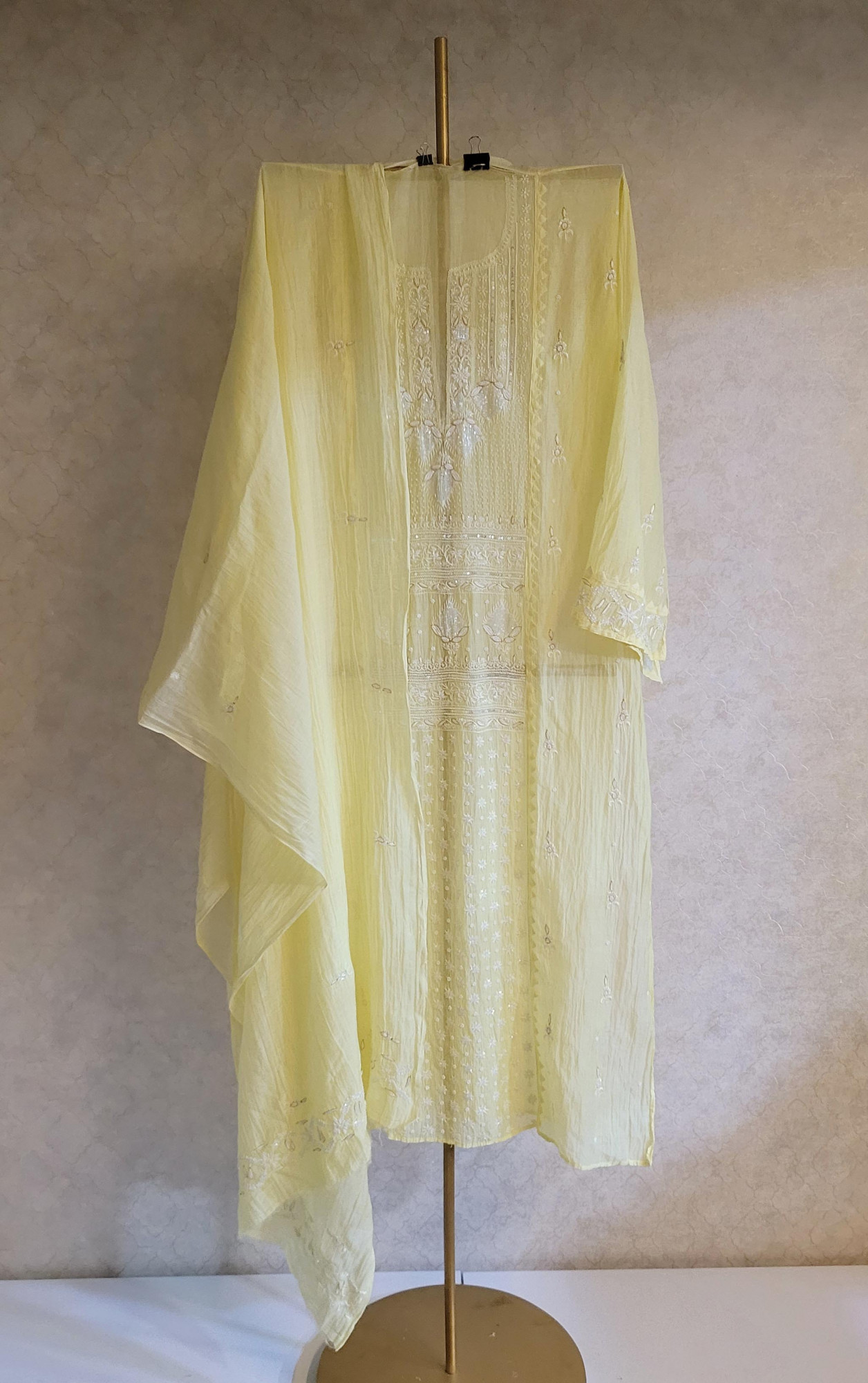 Lemon Yellow Mul Chanderi Kurta Dupatta Set