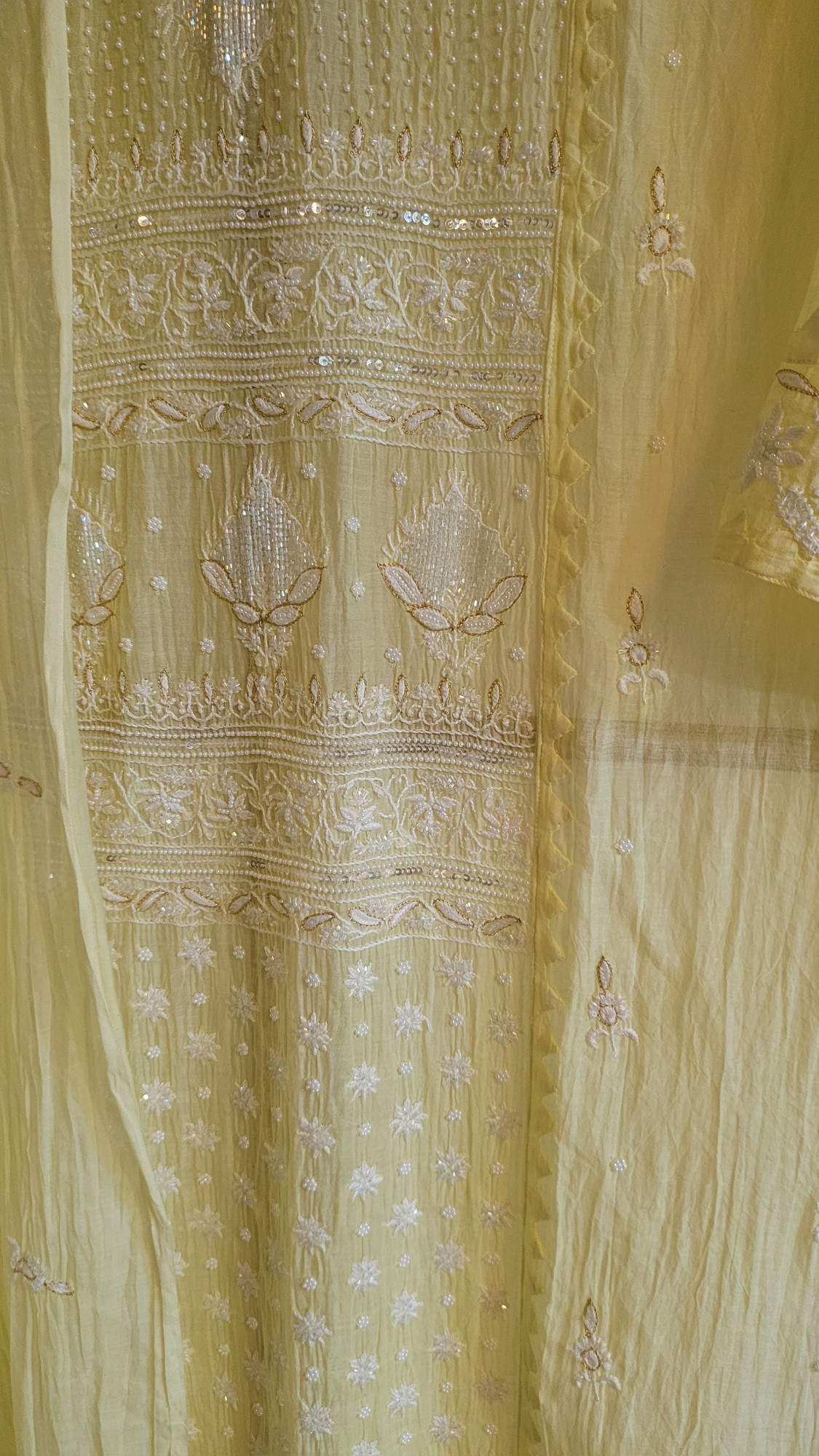 Lemon Yellow Mul Chanderi Kurta Dupatta Set