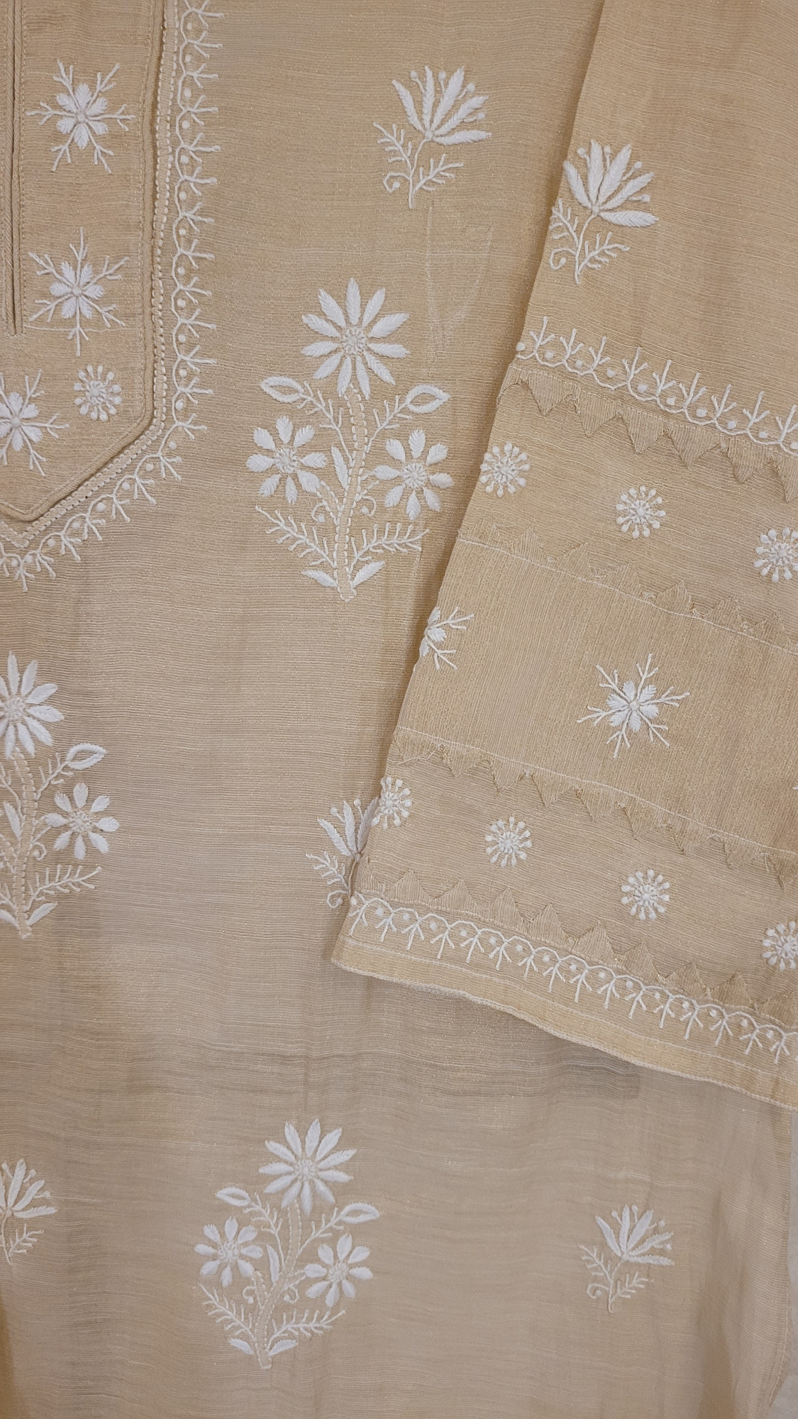 Beige Tissue Kurta Dupatta Set