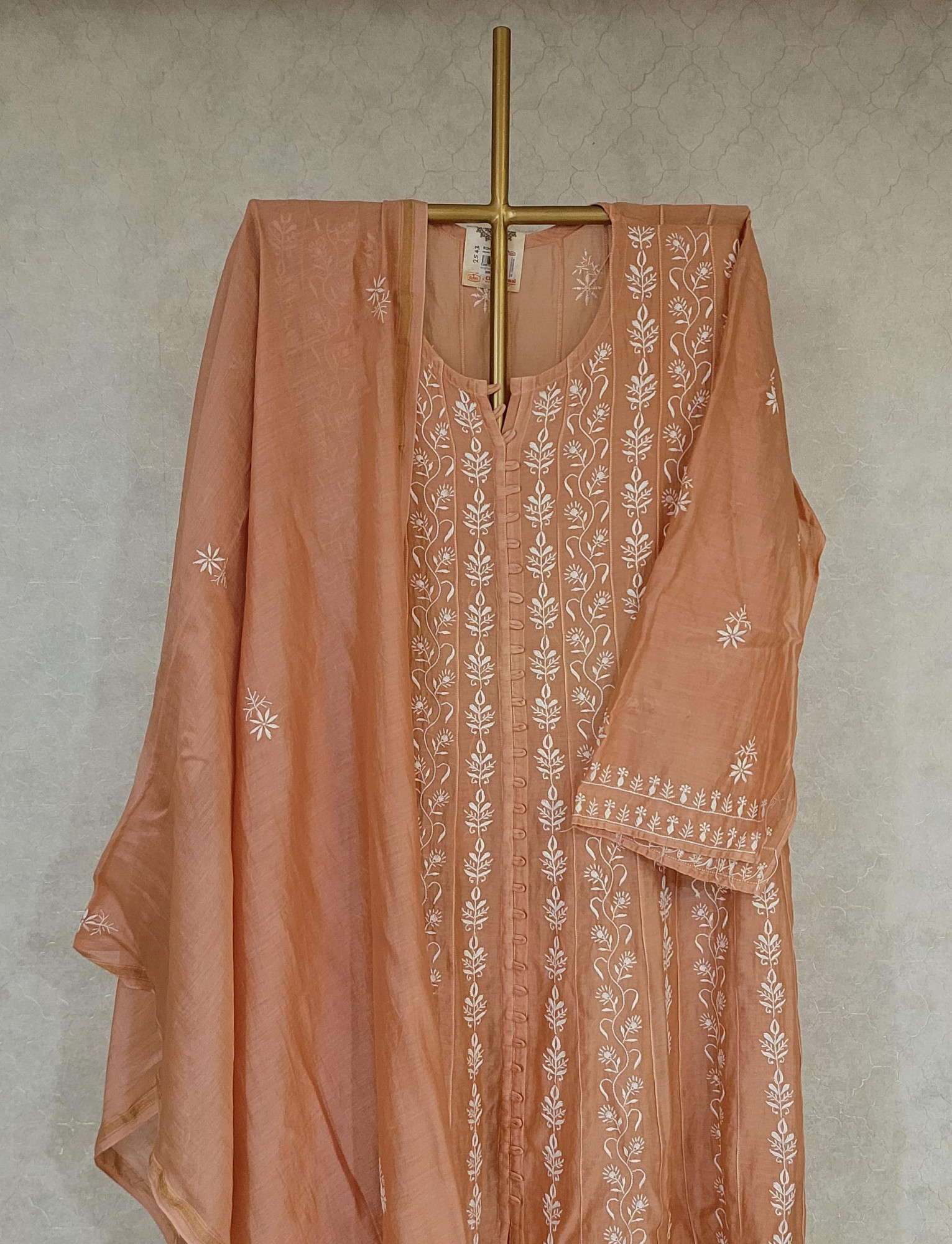 Rust Orange Colour Chanderi Silk Kurta Dupatta Set