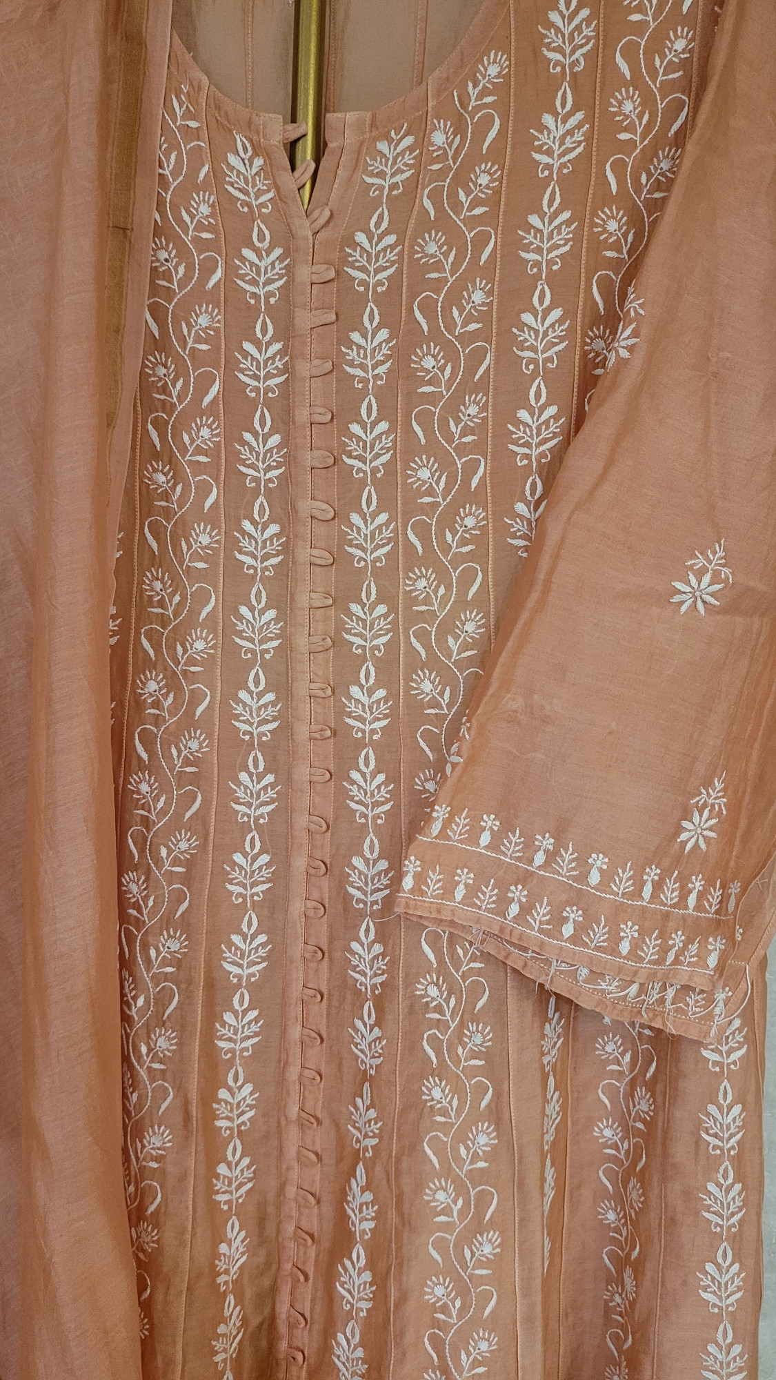 Rust Orange Colour Chanderi Silk Kurta Dupatta Set