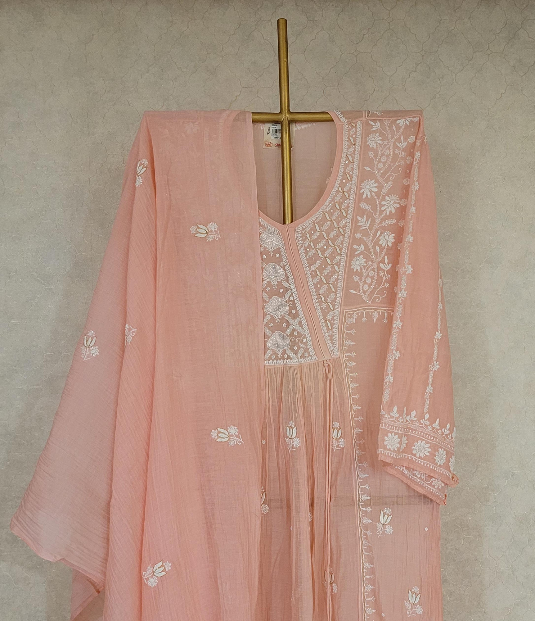 Pink Mul Chanderi Kurta Dupatta Set