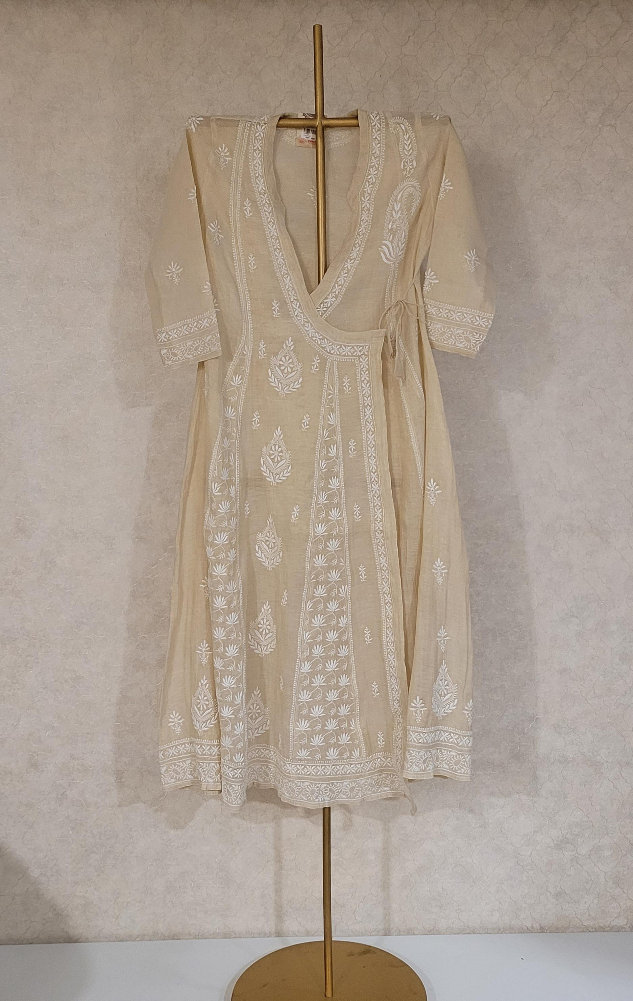 Beige Tissue Kurta Dupatta Set