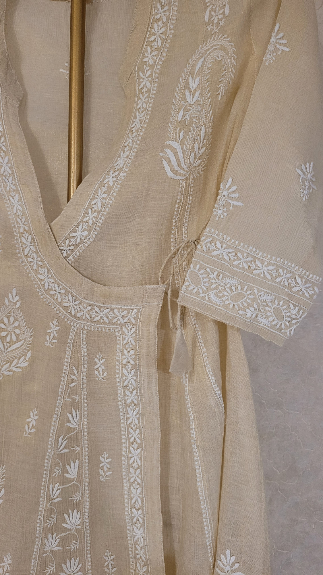 Beige Tissue Kurta Dupatta Set