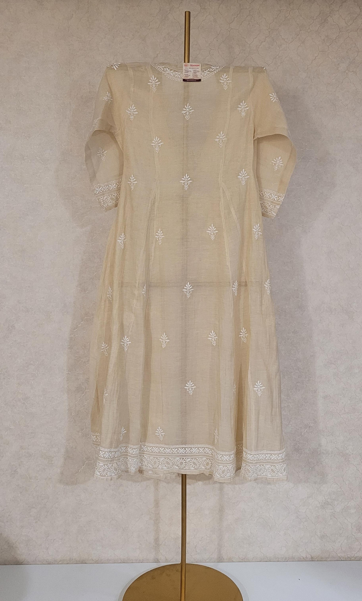 Beige Tissue Kurta Dupatta Set