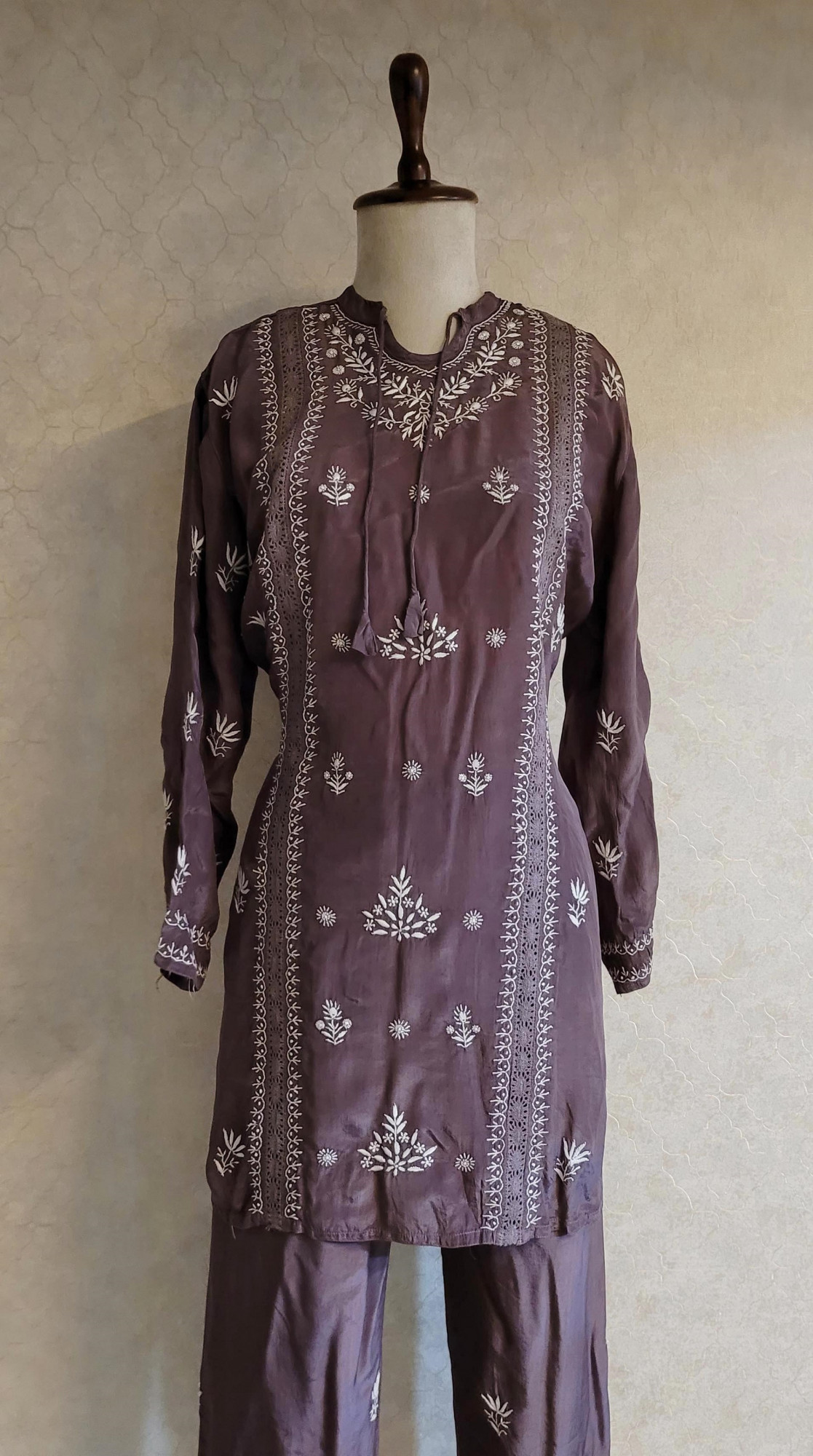 Purple Satin Chiankari Cord Set