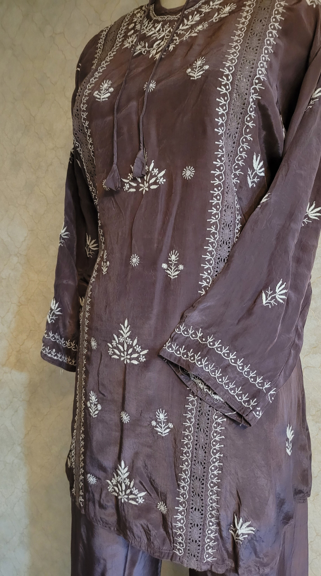 Purple Satin Chiankari Cord Set