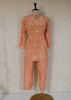 Peach Satin Chikankari Cord Set