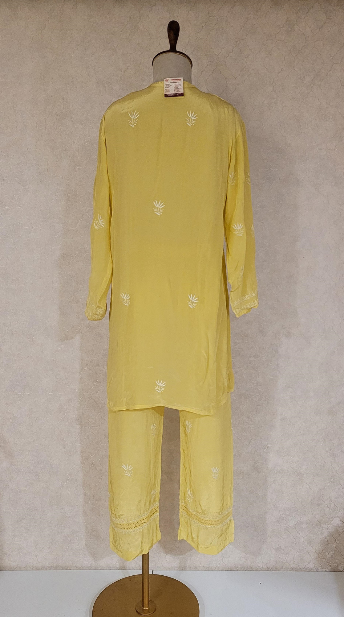 Lime Green Satin Chikankari Cord Set