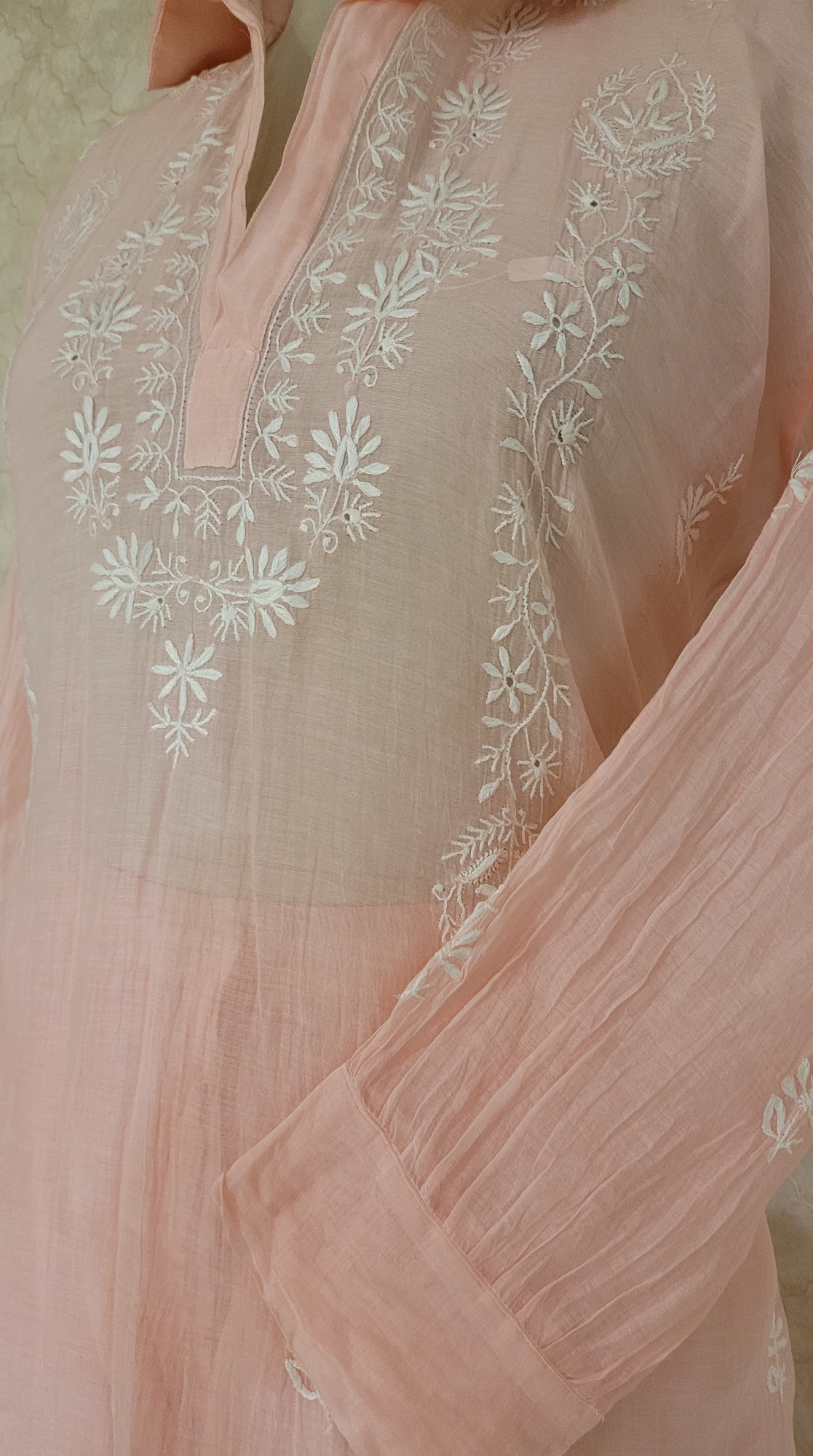 Pink Mul Chanderi Chikankari Cord Set