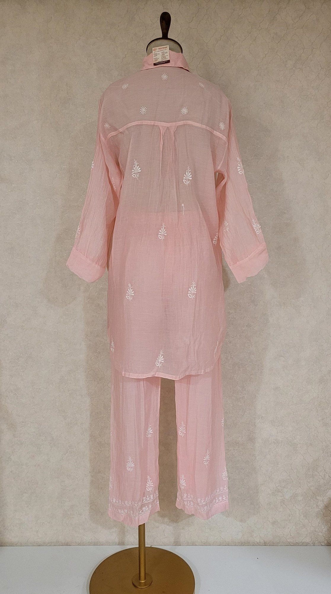 Pink Mul Chanderi Chikankari Cord Set
