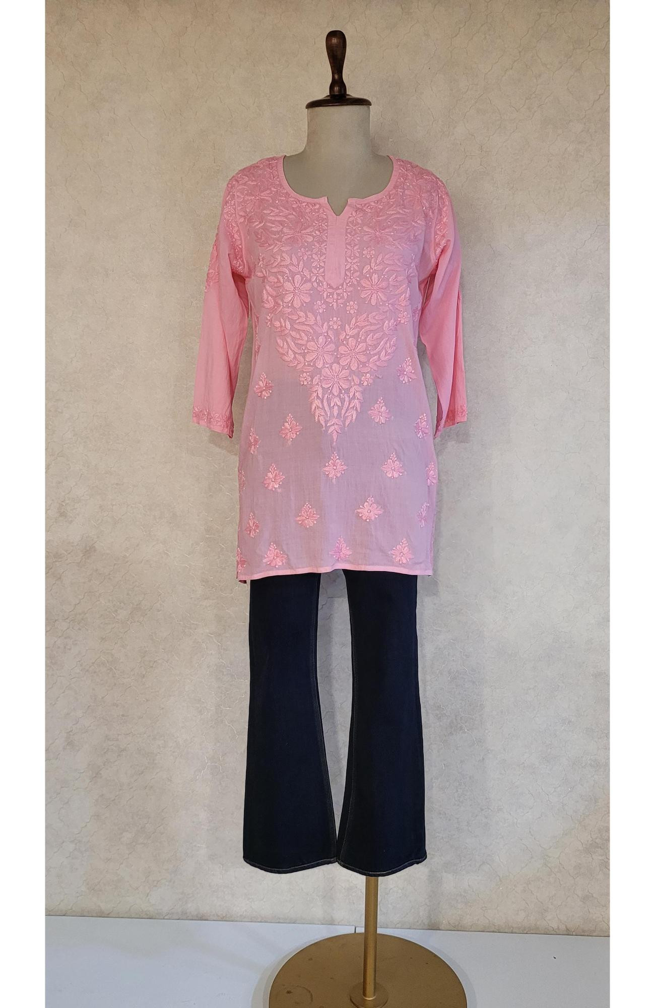 Pink Modal Chikankari Short Top