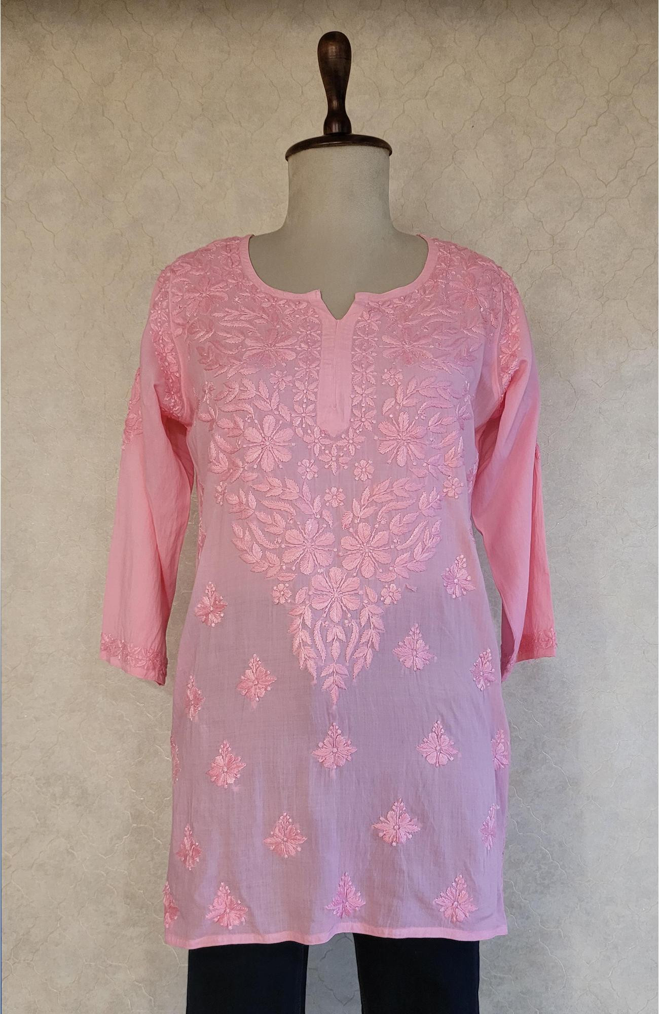 Pink Modal Chikankari Short Top