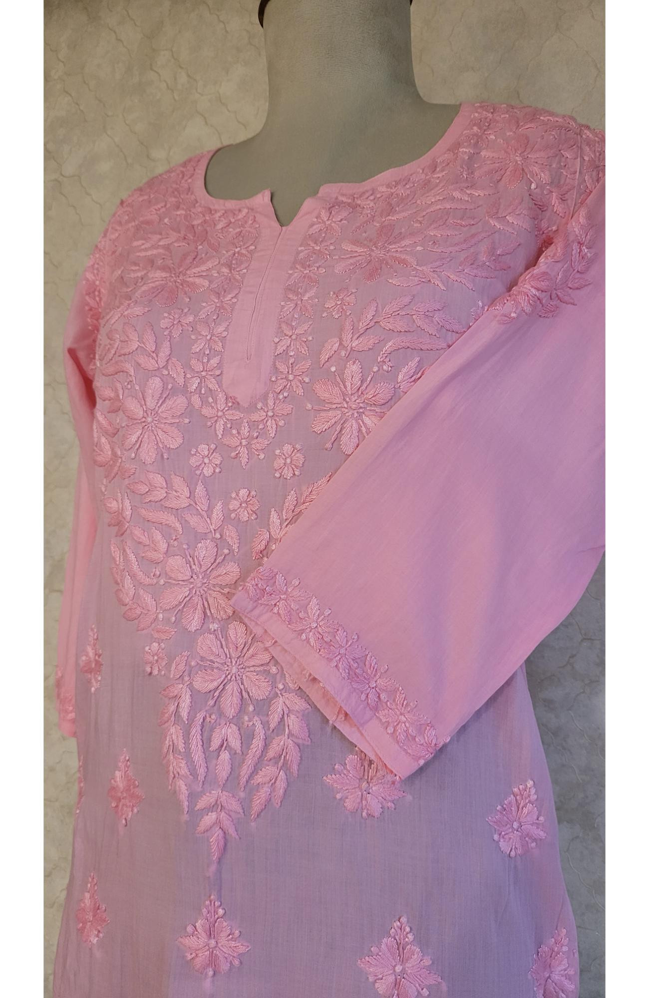 Pink Modal Chikankari Short Top