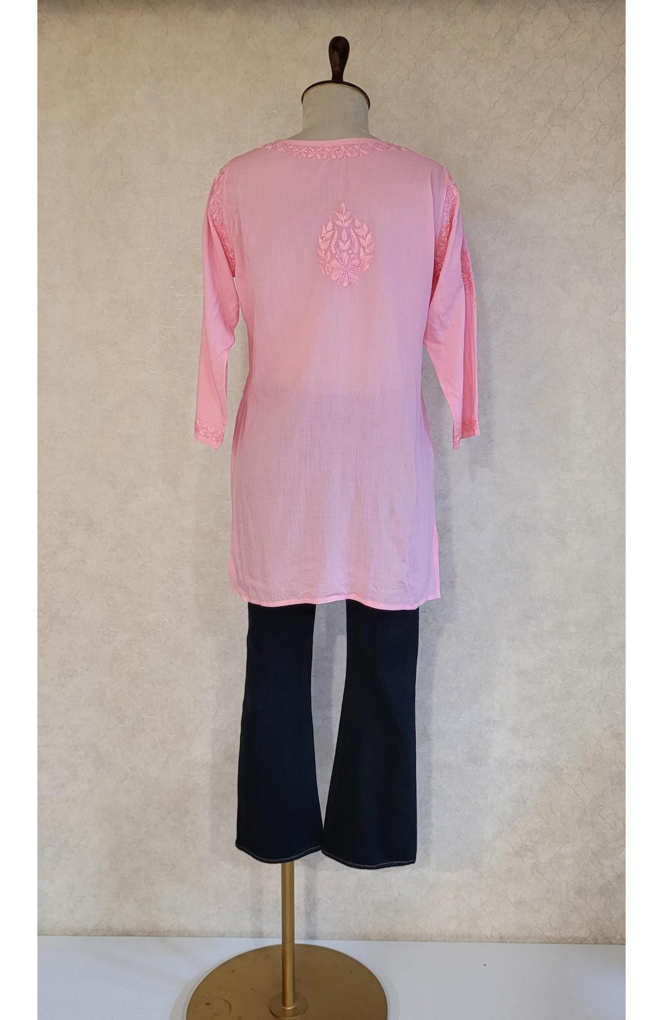 Pink Modal Chikankari Short Top
