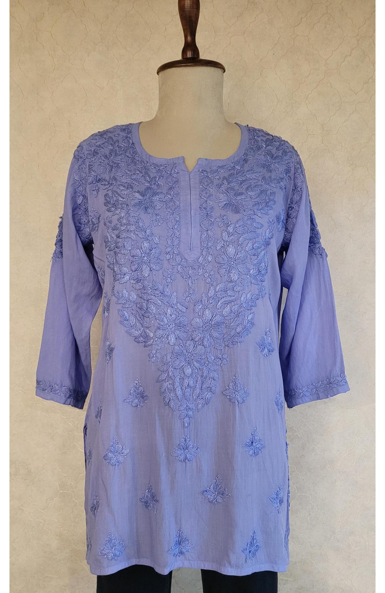 Indigo Modal Chikankari Short Top