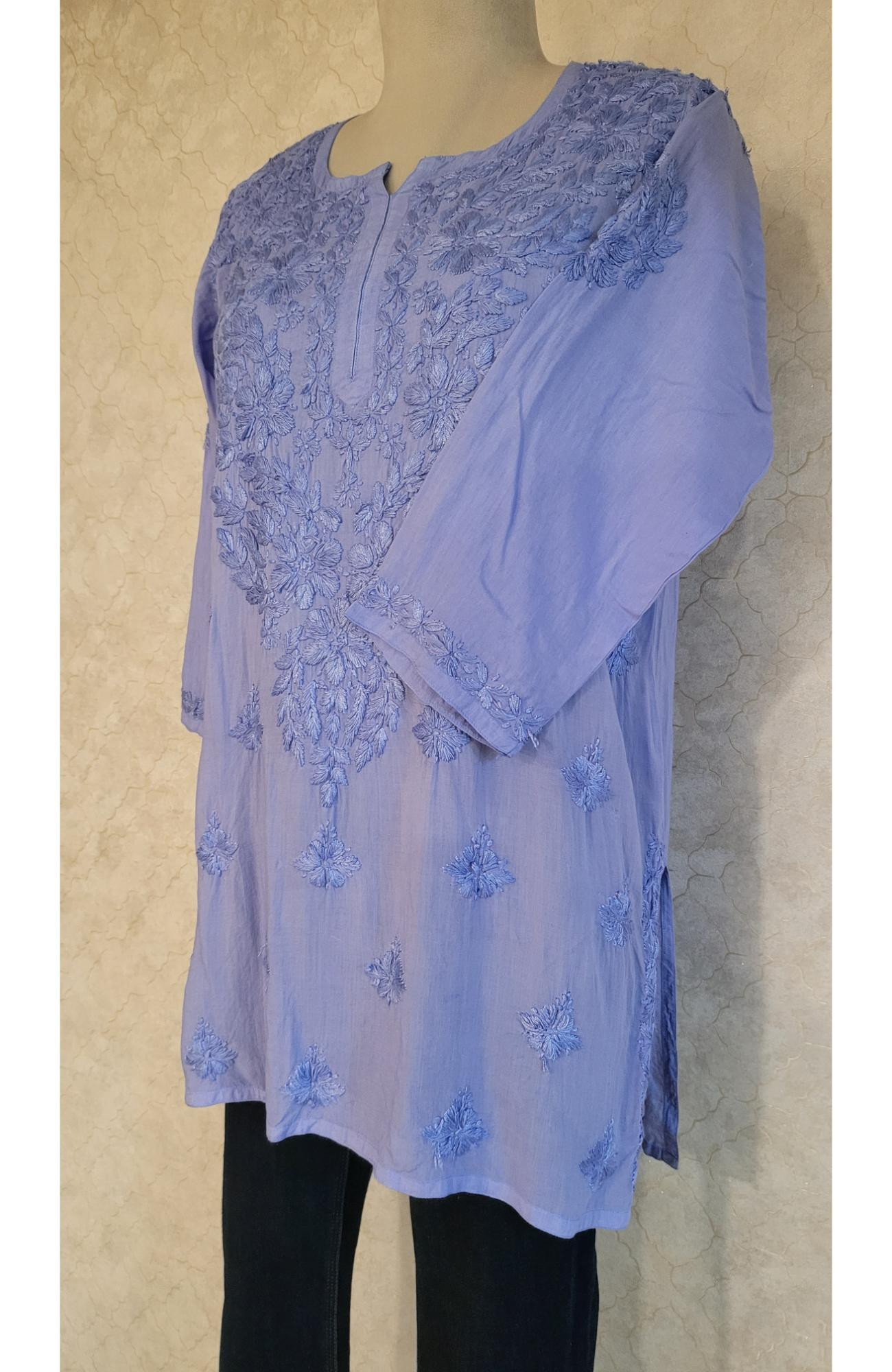 Indigo Modal Chikankari Short Top