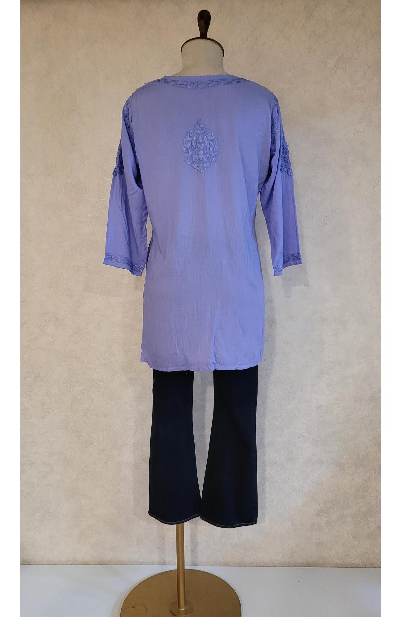Indigo Modal Chikankari Short Top