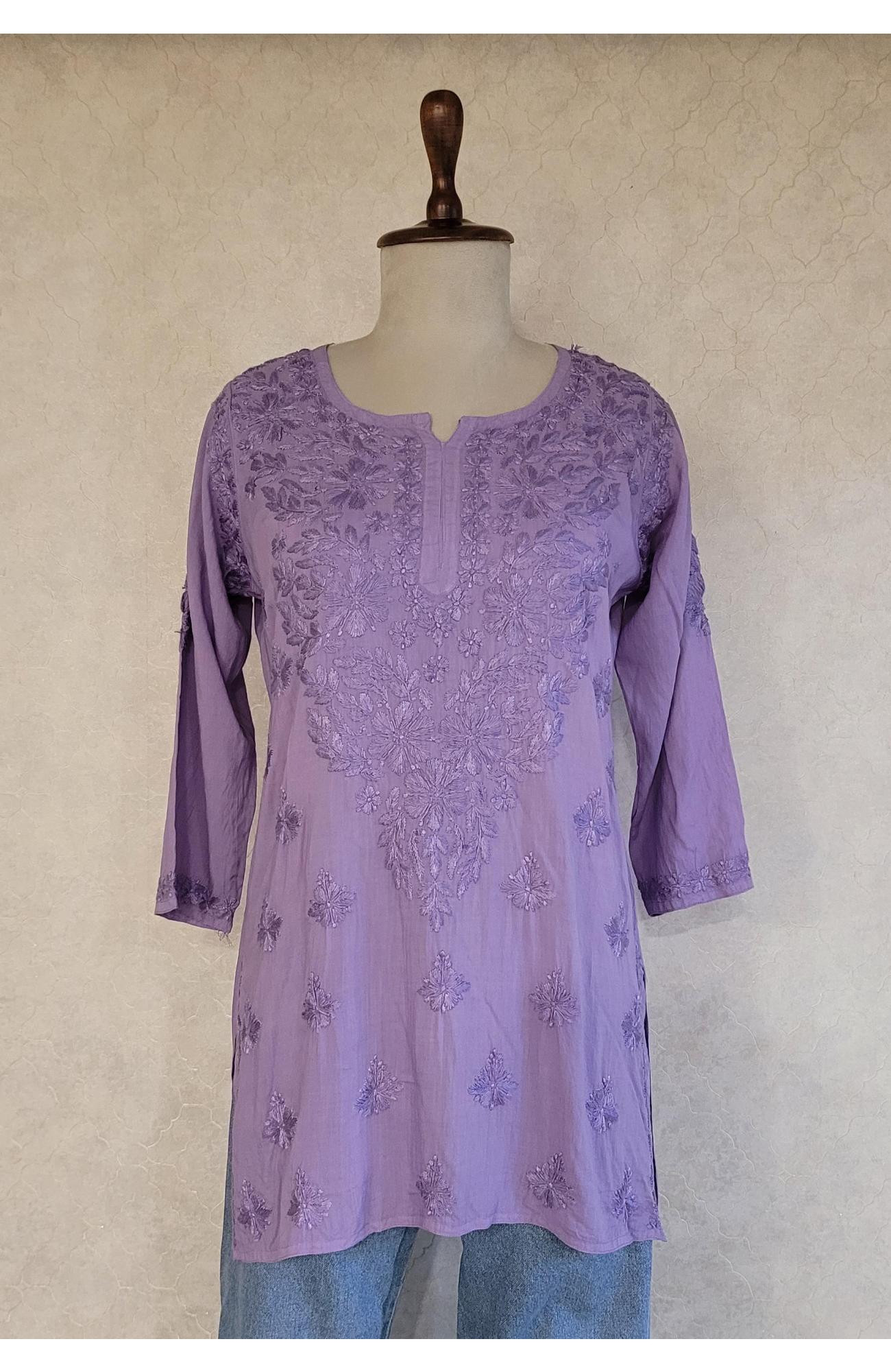 Purple Modal Chikankari Short Top