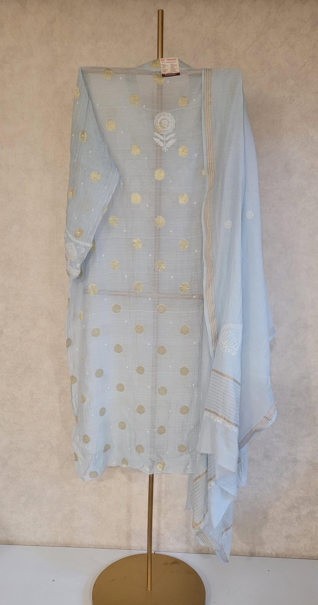 Light Blue Mul Chanderi Kurta Set