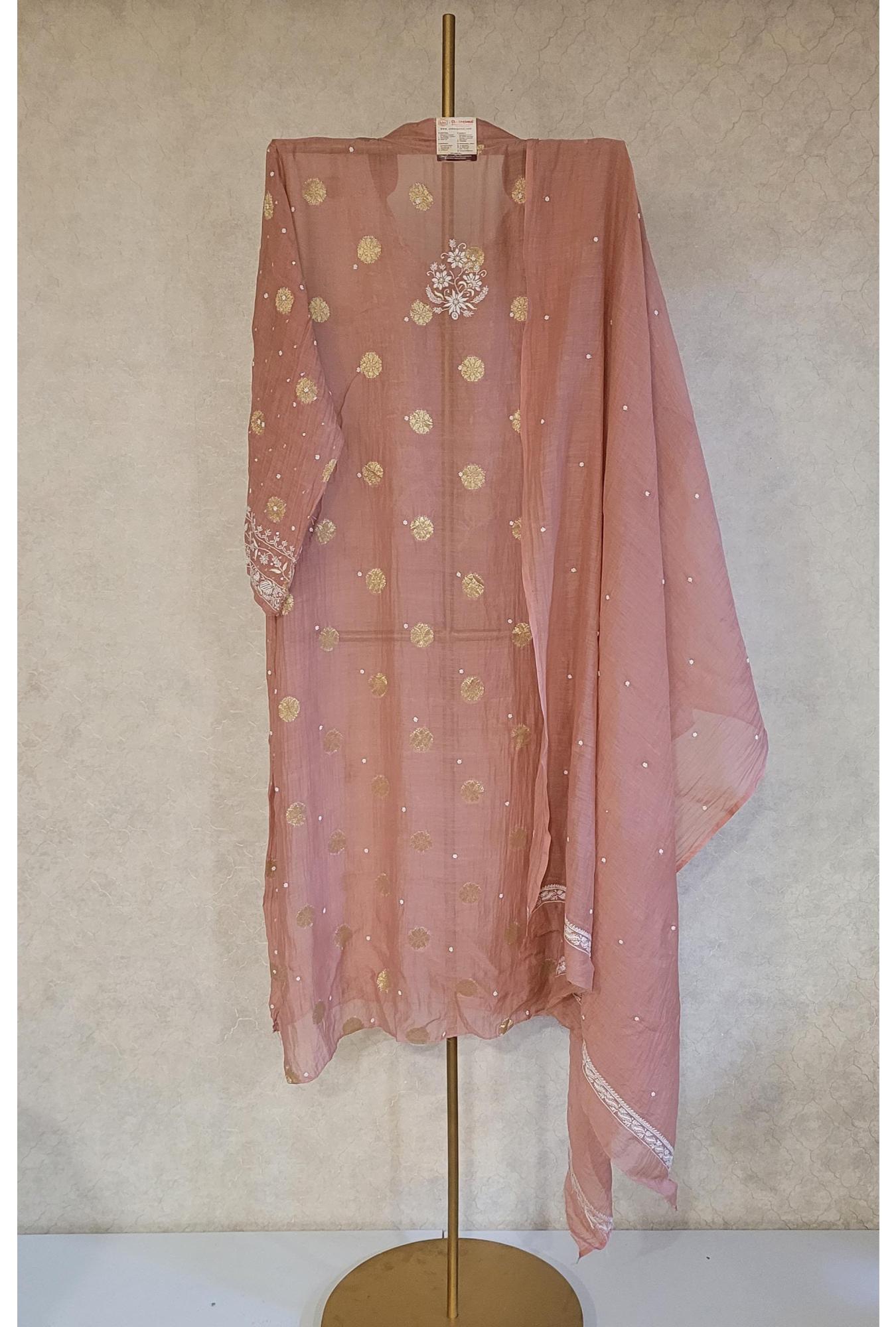 Dark Pink Mul Chanderi Kurta Dupatta Set