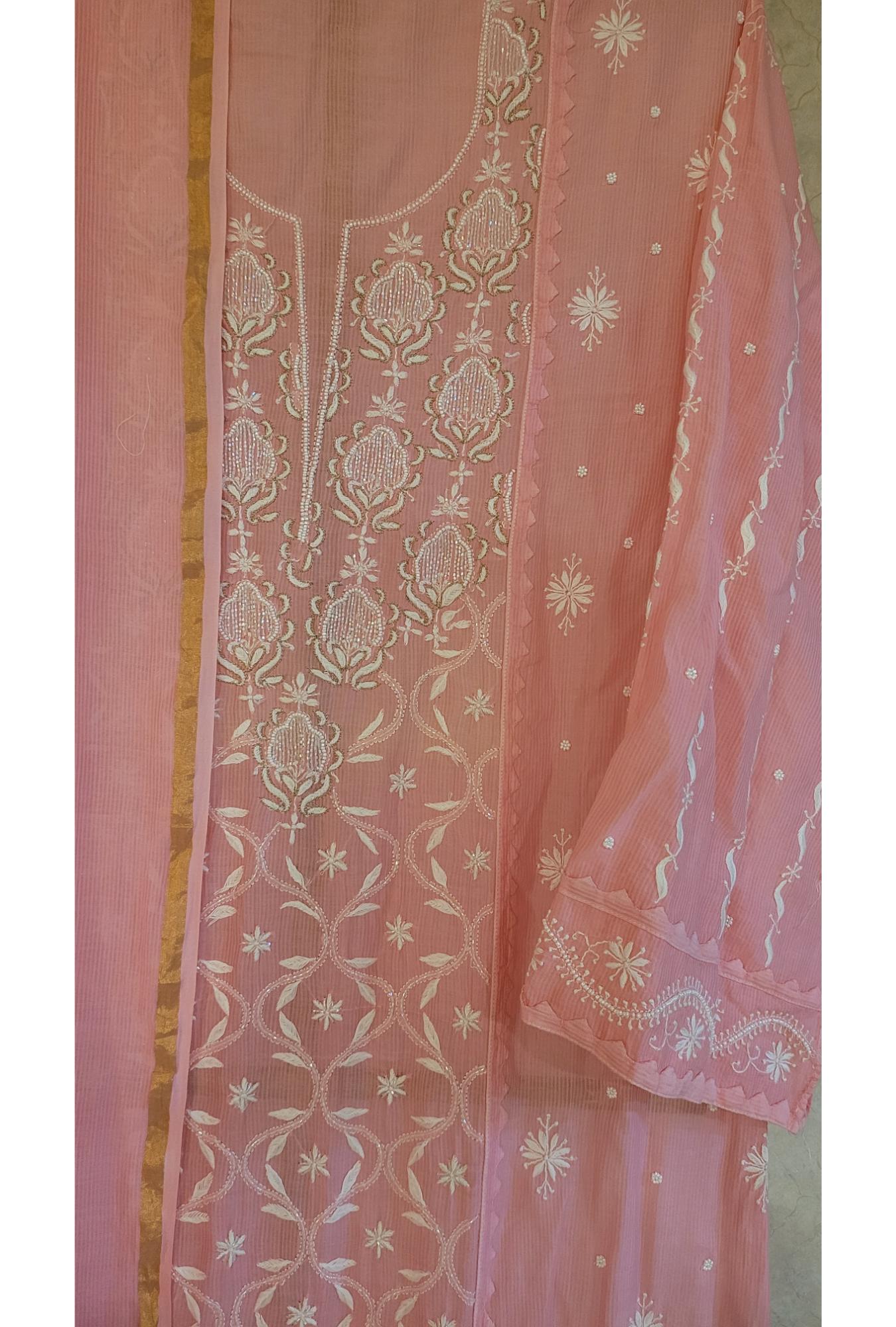 Pink Mul Chanderi Kurta Dupatta Set