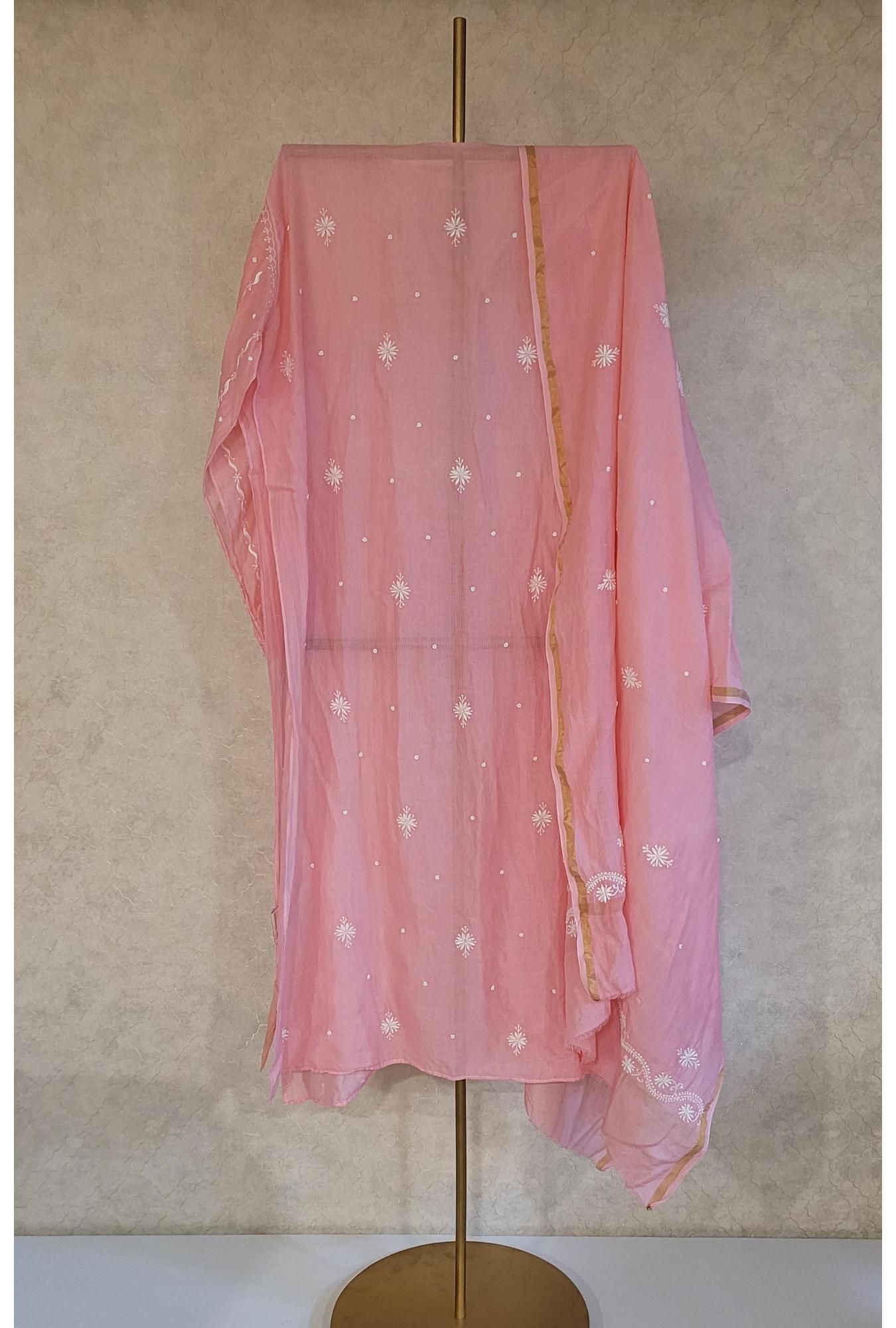 Pink Mul Chanderi Kurta Dupatta Set