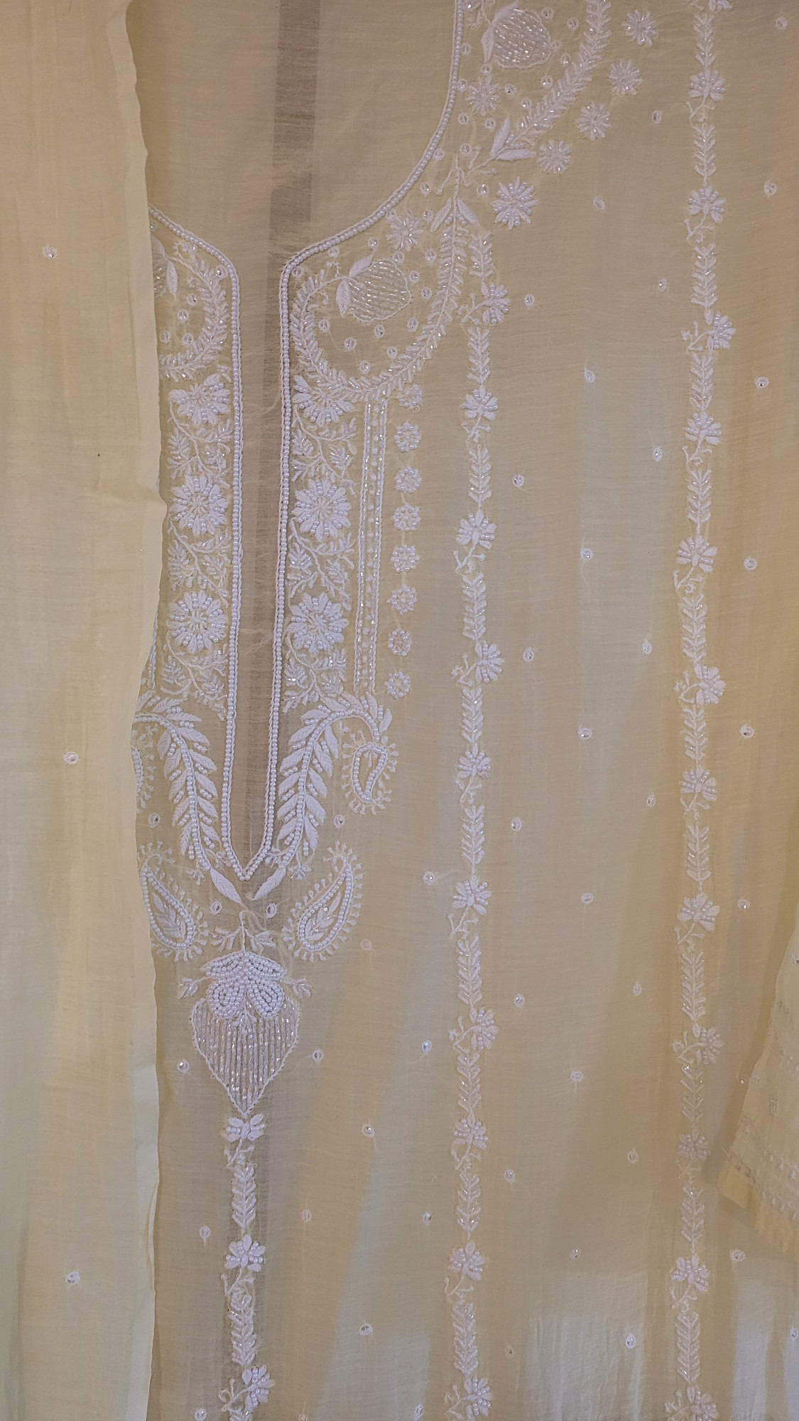 Lemon Yellow Mul Chanderi Kurta Dupatta Set