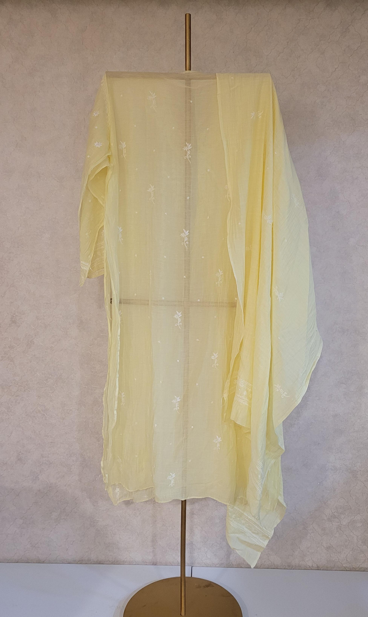 Lemon Yellow Mul Chanderi Kurta Dupatta Set