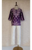 Purple Chanderi Chikankari Short Top