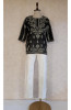 Black Chanderi Chikankari Short Top